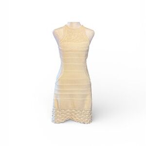 VENUS Cream Textured Mini Dress
